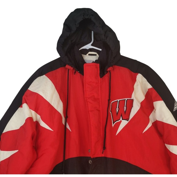 90s NCAA Apex Wisconsin Badgers Sharktooth Full Zip Hooded Jacket Size M Vintage - Picture 9 of 12